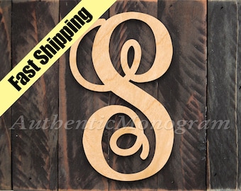 Baby photo prop A-Z LARGE WOODEN LETTER - Unpainted - Home Decor, Anniversary, Engagement Prop, Door Hanger, Birthday, Garden, kk Script
