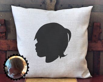 Custom Silhouette, Silhouette Pillow, Custom Pillow, Boy Silhouette, photo gift, picture gift, Baby Gift, Gift for mom, gift for grandma