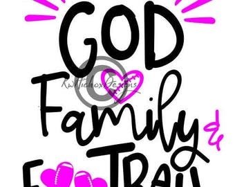 Football Svg, God Svg, God Family Football Svg, Football Heart Svg, Football Dxf