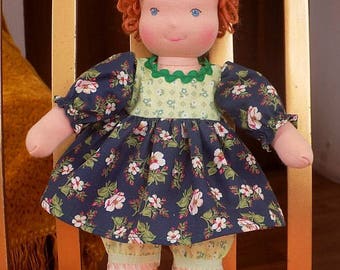 11 inch soft natural textile waldorf doll, little rag doll, small cloth doll, small waldorf doll, eco friendly rag doll, soft fabric doll