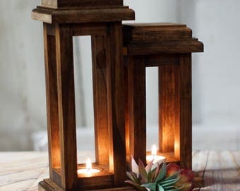 Reclaimed Wood Lanterns, Rustic Thanksgiving Decor, Rustic lantern, Wooden lantern, Thanksgiving Table, Rustic Home Decor, Wood Lantern