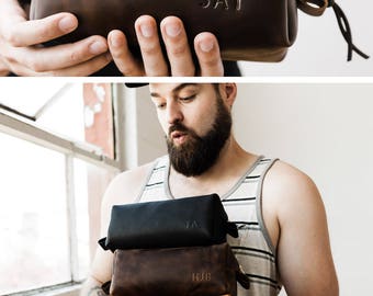 Huge SALE 50% OFF... Dopp Kit Bag Groomsmen Gift Leather Toiletry Bag with Monogram Mens Toiletry Bag Leather Custom Dopp Kit Portland