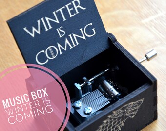 Game of Thrones Music Box Wooden Custom Engraved Gift Wood Musical Box Main Theme Birthday Gift for Husband Friend Dad Father Man