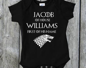 Games of Thrones Inspired Personalized Onesie Toddler Shirt Baby Shower Gift