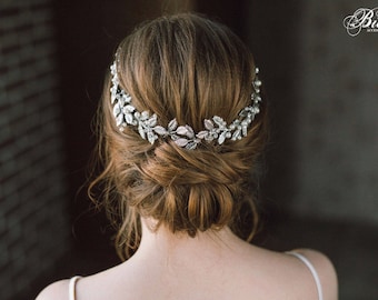 Grecian Headpiece, Leaf Branch Hair Piece, Bridal Back Headpiece, Bohemian Headpiece, Bridal Headpiece, Wedding Hair Vine, Bridal Headband