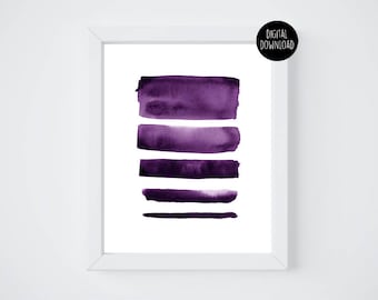 purple lines watercolor painting // 8x10 // printable digital download