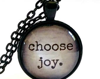 Choose Joy Necklace | Choose Joy Pendant | Gift Ideas | Hostess Gift | Glass Pendant | Joy Quote
