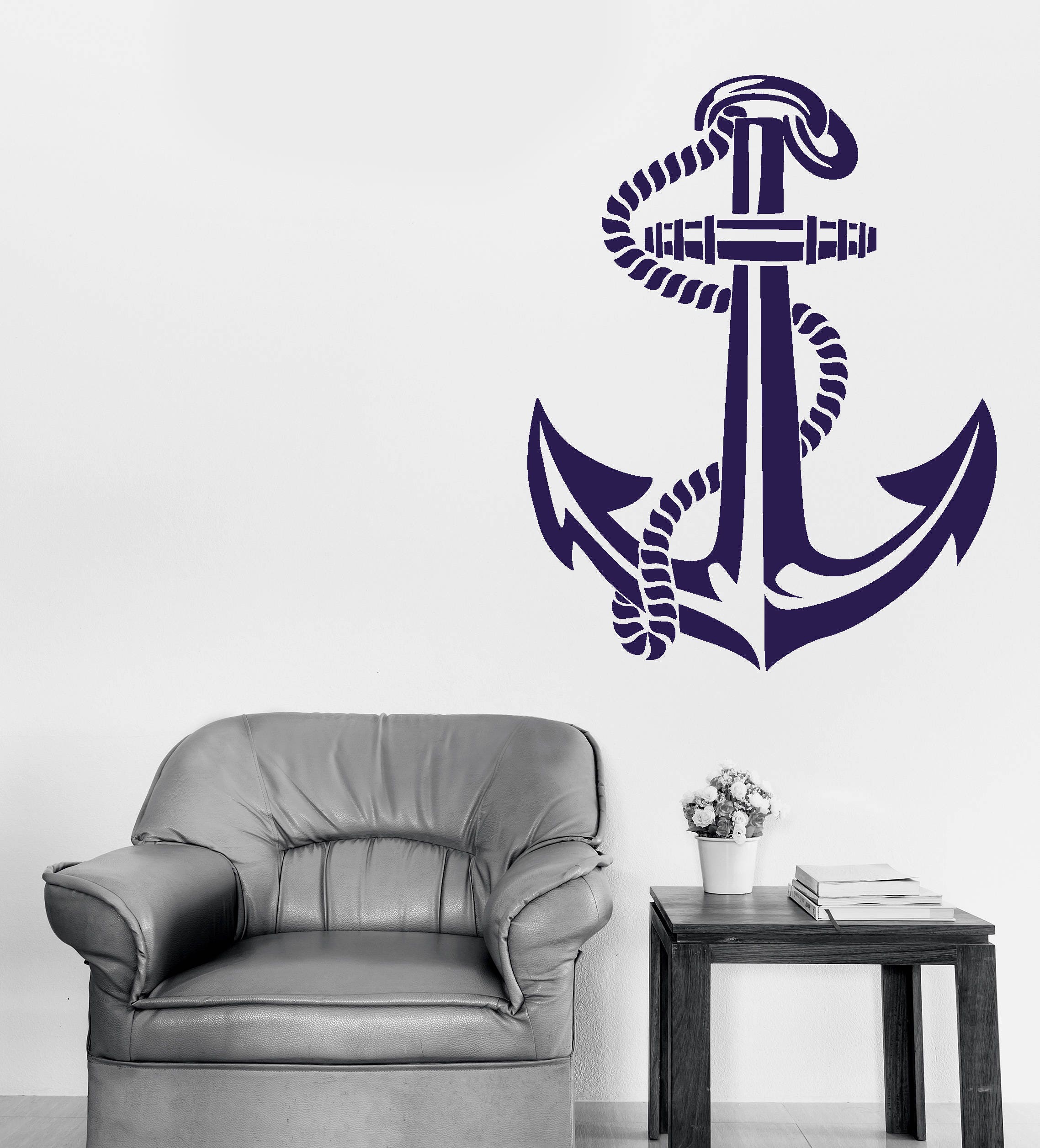 Wall Vinyl Decal Art Nautical Anchor Stencil Sea Ocean