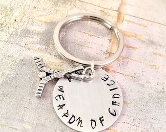 Hockey sticks keychain, Ice Hockey Keyring, My weapon of choice keychain, field hockey, hockey goalie gift, hockey team, coaches gift