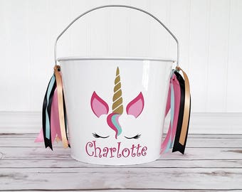 Unicorn Halloween bucket - Unicorn bucket - Unicorn Halloween - Personalized bucket - Halloween pail - Halloween - Unicorn - Unicorn decor