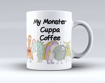 Watercolor Monster Coffee Mug - Monster Cup of Motivation Mug - Birthday or New Job Gift - Gift for Him or Her - Sublimated Mug