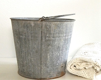 vintage galvanized bucket rustic farmhouse bucket country pail
