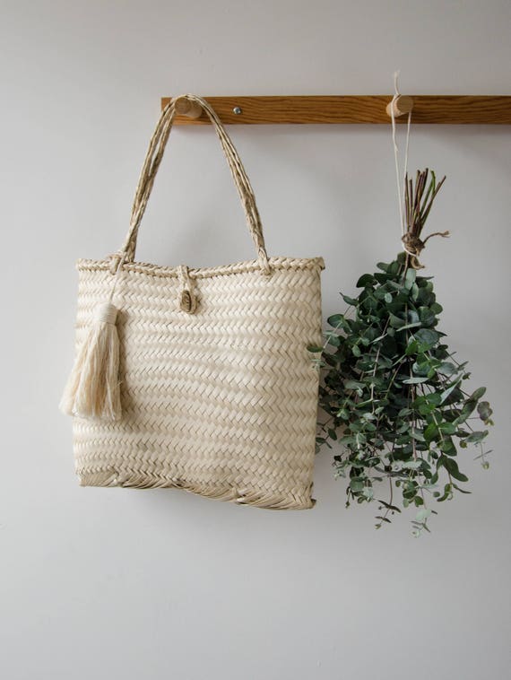 Market bags, handwoven palm tree