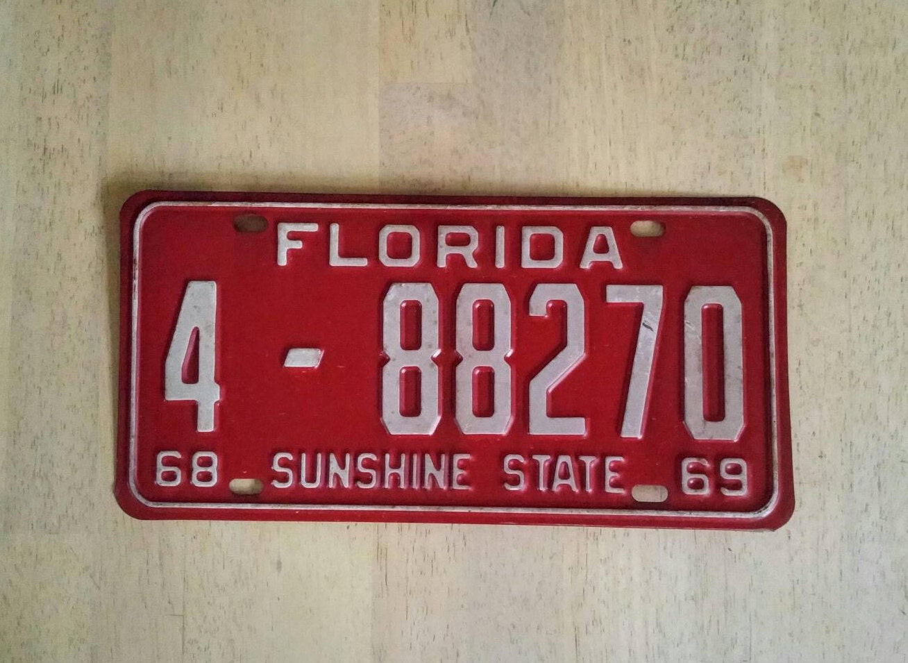 Vintage Florida License Plate 1968 / 69 Sunshine