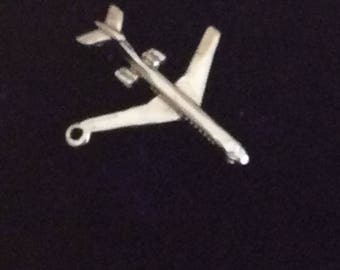 Sterling silver DC9 jet airplane charm vintage #228 s