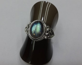 Classic 925 Sterling Silver Labradorite Ring,Size US-6.75