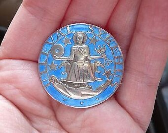 Vintage Norwegian Silver and Enamel 'Ulleval Sykehus' Brooch