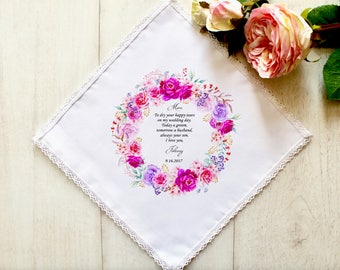 Wedding Handkerchief, Personalised Mother of the Groom Handkerchief, Wedding Hankerchief, Mother of the Groom Gift, Hankie for Mom #1