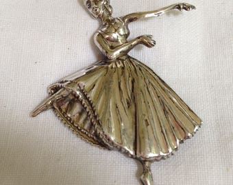 Sterling Silver Ballerina Dancer Brooch
