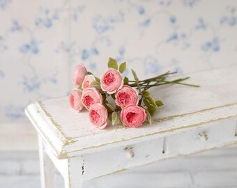 TO ORDER - Peony roses 1/12 scale, dollhouse decor, dollhouse flowers, dollhouse miniatures