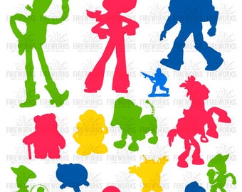 Toy Story Silhouette - toy story character - SVG files for Silhouette Cameo or Cricut – Woody and Buzz Lightyear Silhouette