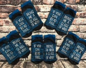 Bachelorette Party Favor Wine Socks PM me for FREE SHIPPING on 5+ Pairs! If you can read this bring me a glass of wine socks