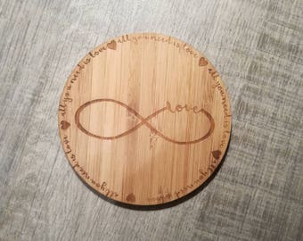 Under glass All You Need Is Love bamboo Coaster Bamboo Infinity infinity