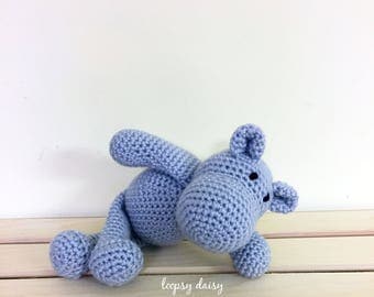 Hippo | Crochet Hippo | Newborn Photo Prop | Hippo Stuffed Animal | Hippopotamus | Stuffed Hippo | Kids | Office Decor | Made to Order