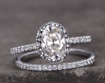 antique wedding ring set vintage floral engagement ring 6x8mm oval cut cubic zirconia promise ring man - Vintage Wedding Rings antique wedding ring set vintage floral engagement ring 6x8mm oval cut cubic zirconia promise ring man - Vintage Wedding Rings
