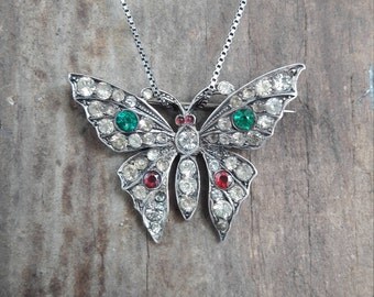Antique Victorian Butterfly Paste Brooch
