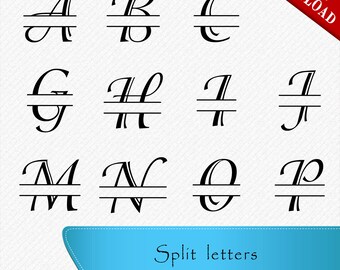 Split letters SVG, Numbers SVG, Split Monogram Letters, Split Alphabet svg files, svg font for cricut, Silhouette, Clipart, svg, dxf,eps,png