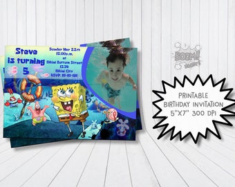 Spongebob birthday invitation, Spongebob invitation, Spongebob party, Spongebob Patrick invitation, Printable birthday invitations