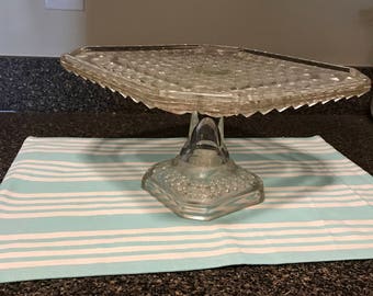 Antique Square Glass Cake Stand