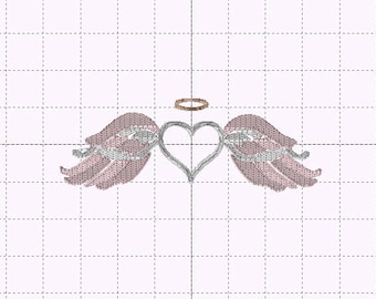 Angel Wings and Heart Fill Stitch - INSTANT DOWNLOAD - Embroidery Design - Sizes 4x4, 5x7, 6x10