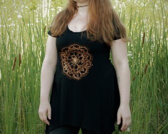 Hand Bleached Top with Mandela Design