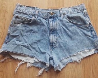 Vintage 90s Frayed XL Denim Cutoffs (Wrangler)