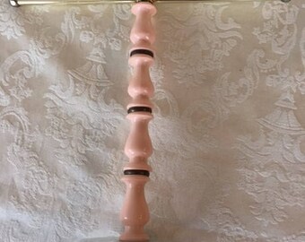 Vintage Towel Rack Towel Bar Marble Base Peach Brown 1970s