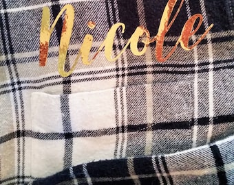Personalized Flannel shirt, Bridesmaid flannel, Bridesmaid Getting Ready flannel shirt, Bridesmaid Gift, Wedding Party Flannel Shirt