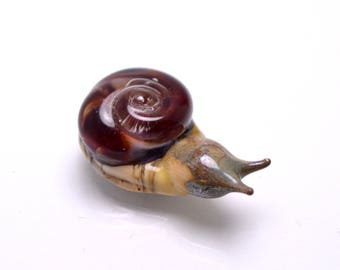 Lampwork animal bead making jewelry brown ivory Snail jewelry snail necklace snail bead kid jewelry animal glass bead lampwork artisan