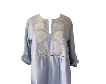 Happy to Be Here Stripe Tunic with Flower Embroidery