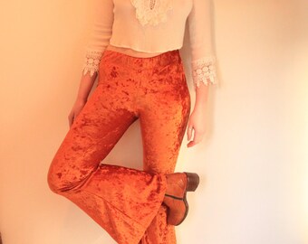 orange velvet bell bottoms