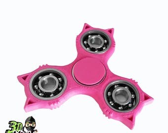 Metal Fidget Spinner Cat | Metal Bearings | 3D Printed | Pink Magenta | Color Options Available | Lead and Mercury Free | Made in the USA