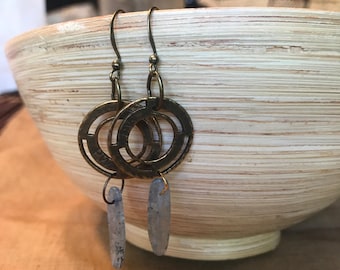 Handmade Brass Earrings | Bronze Earrings | Dangle Earrings | Vintage Style Earrings | Medallion Earrings |Tribal Style Earrings