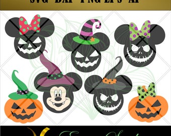 Mickey Halloween svg, Minnie Halloween svg,Face Halloween svg,Pumpkins svg, Design Studio,Cricut Downloads, Cricut svg, Cricut files,