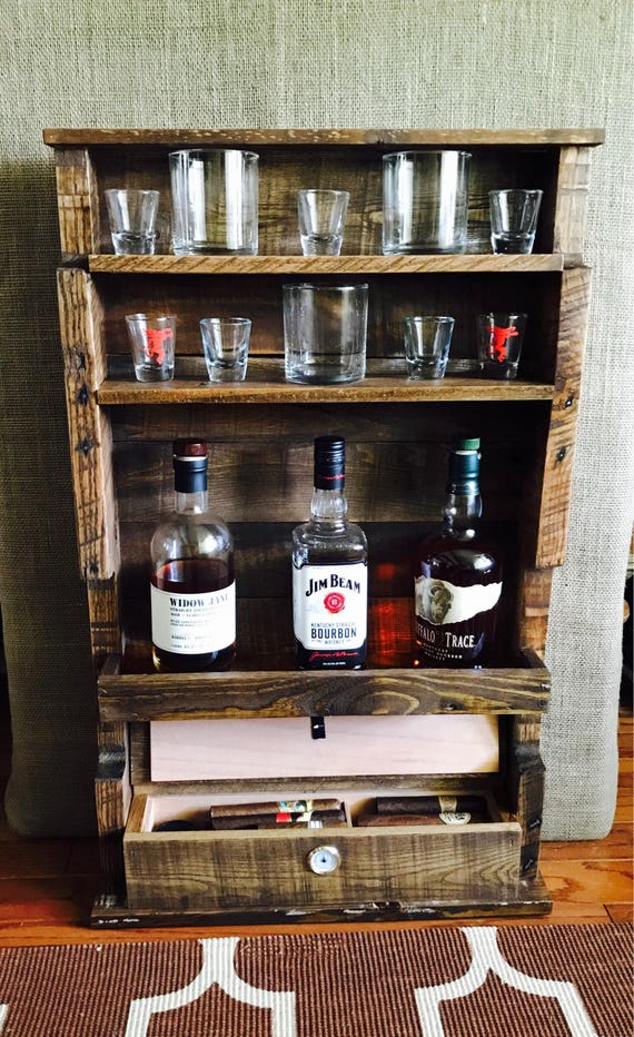 cigar humidor whiskey bottle display rocks glasses display