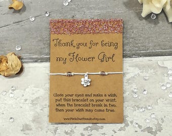 Thank You Flower Girl Bracelet, Thank You Bridesmaid,Bridal Party Gift,Delicate Bracelet,Flower Girl Gift,Wedding Party,Flower Girl Bracelet