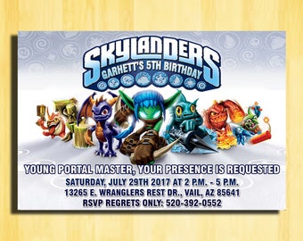 Skylanders Spyro Heroes, Skylanders Invitation, Skylanders Birthday, Skylanders Party, Skylanders