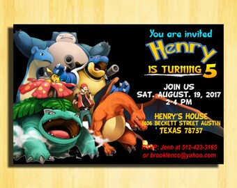 Pokemon Monster, Pokemon Invitation, Pokemon Birthday Invitation, Pokemon Birthday Party, Pokemon Party Invitations,Pokemon Birthday,Pokemon