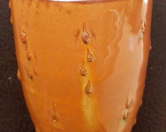 Handmade, wheel thrown, ceramic pottery tumbler with texture