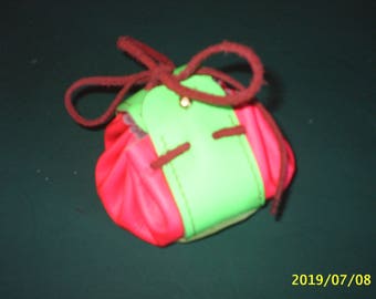 purse pink and green cowhide leather wallet